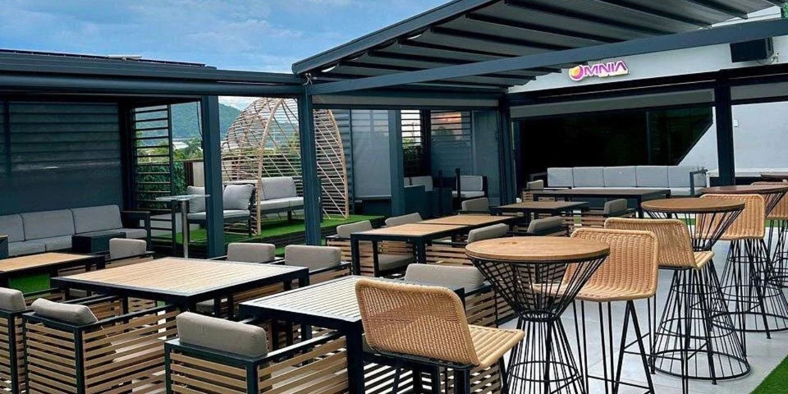 Rooftop party venue with coastal views