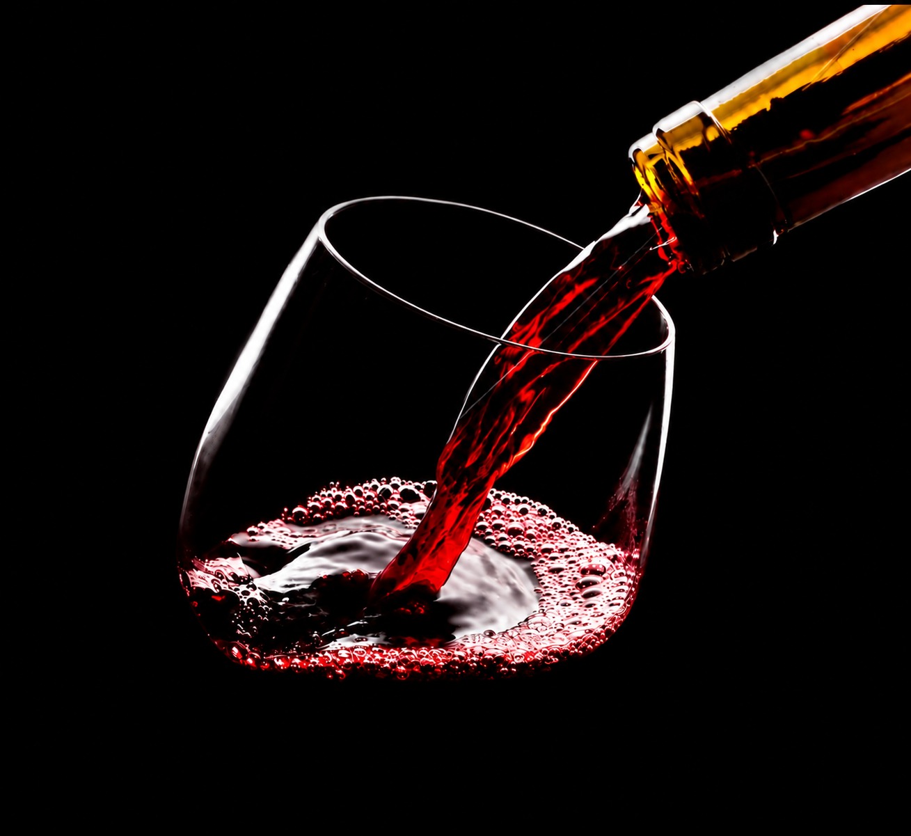 Wine pouring into a glass